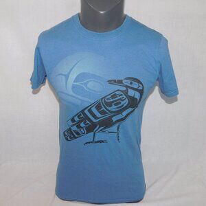 Native Apparel Mens Small  Crow Raven Graphic Blue T Shirt Ben Houstie